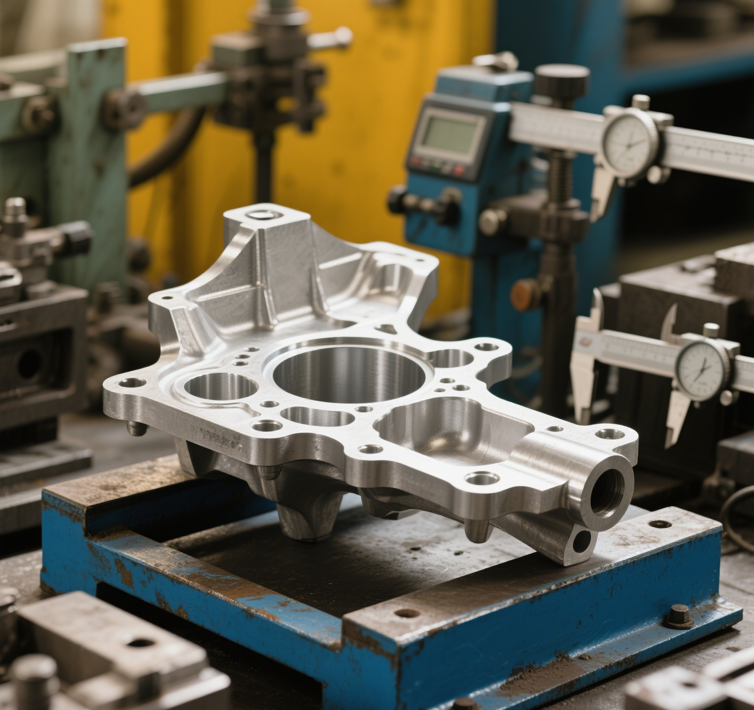 Metal part in industrial setting