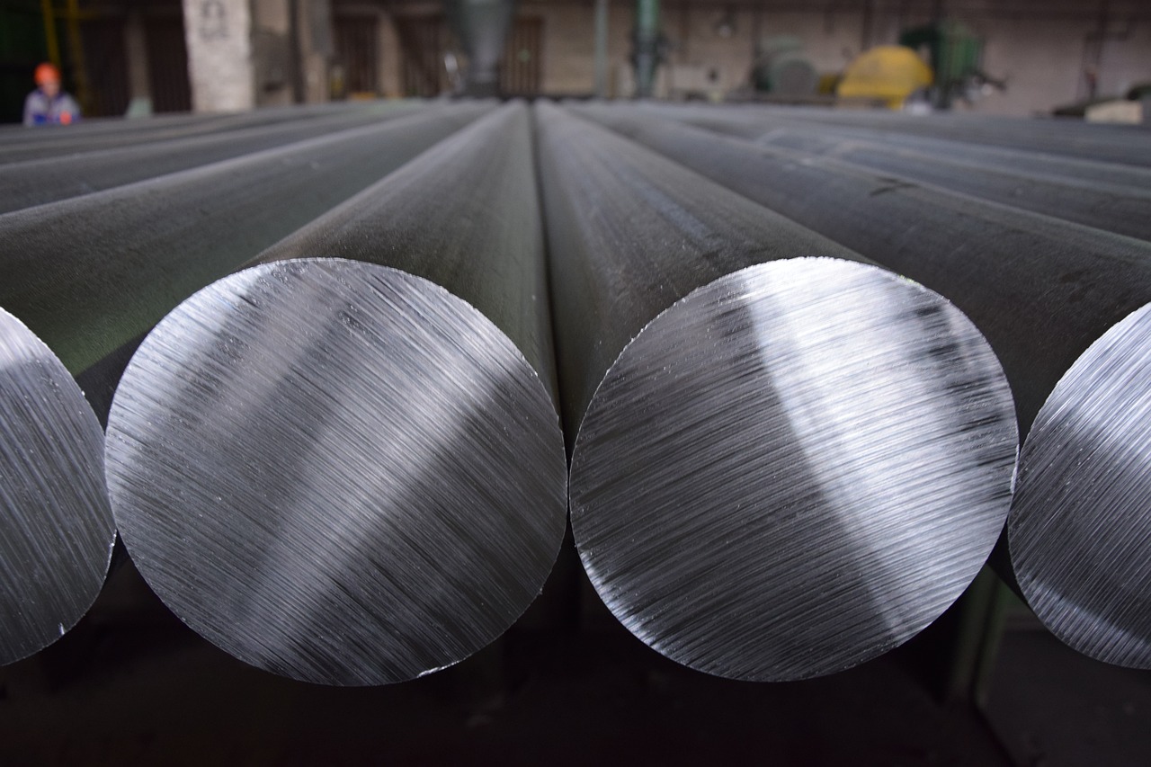 Metal rods in industrial setting